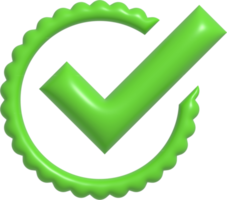 Like or correct symbol, Confirmed or approved button, Check mark icon 3D illustration png