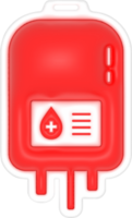 sangue imballare 3d simbolo, sangue trasfusione, sangue Borsa icona, sangue donazione e mondo sangue donatore giorno 3d interpretazione png