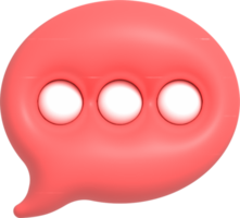3D-Sprechblasen-Chat mit Punkten im Inneren, Nachrichtenbenachrichtigungssymbol, Blasen-Chat 3D-Darstellung png