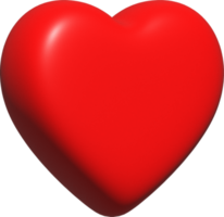 icône en forme de coeur rouge, symbole d'amour ou d'amour pour la saint-valentin, illustration de rendu 3d png