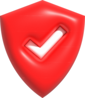 icono de escudo de protección, escudo de seguridad con marca de verificación en el interior, seguridad e ilustración 3d garantizada png