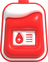 símbolo 3d de bolsa de sangue, transfusão de sangue, ícone de bolsa de sangue, doação de sangue e renderização 3d do dia mundial do doador de sangue png