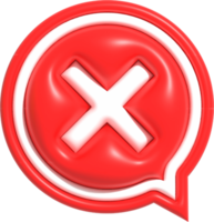 No, Wrong and Declined 3D icon, Realistic Negative Red cross symbol 3D rendering illustration png