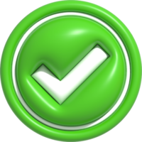 Realistic Correct checkmark symbol. Yes, Right and Approved icon 3D render illustration
