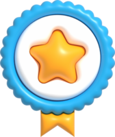 3D High quality guarantee symbol, Medal button with star, Best quality of product and service icon, Standard quality control certification 3d render illustration png