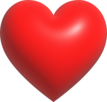 Red heart shape icon, Like or Love symbol for Valentine's day, 3D render illustration png