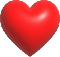 icône en forme de coeur rouge, symbole d'amour ou d'amour pour la saint-valentin, illustration de rendu 3d png