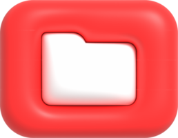 Botón de carpeta 3d, icono de documento para el concepto de gestión de archivos 3d render