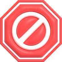 lindo icono prohibido 3d, símbolo de señal de parada negativa, sin señal de entrada 3 renderizado png