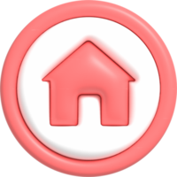 lindo botón de inicio 3d. inmobiliaria, hipoteca, concepto de préstamo icono 3d render png