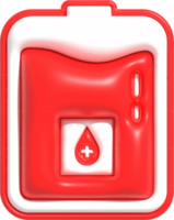 blod packa symbol, blod transfusion, blod väska ikon, blod donation och sparande liv 3d tolkning png