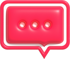 3D speech bubble chat with dots inside, Message notification icon, Bubble chat 3D render illustration png