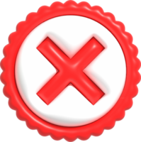 No, Wrong and Declined 3D icon, Realistic Negative Red cross symbol 3D rendering illustration png