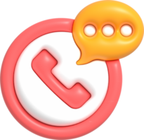 botón de llamada telefónica, icono del centro de llamadas 3d. servicio de atención al cliente renderizado 3d png