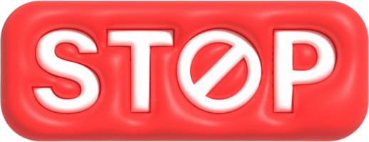 icône interdite 3d mignonne, symbole de panneau d'arrêt négatif, aucun rendu de signe d'entrée 3 png