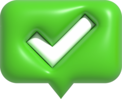 Realistic Correct checkmark symbol. Yes, Right and Approved icon 3D render illustration png