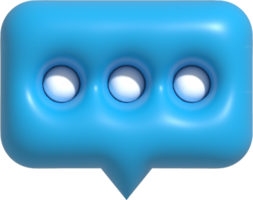 3D-Sprechblasen-Chat mit Punkten im Inneren, Nachrichtenbenachrichtigungssymbol, Blasen-Chat 3D-Darstellung png