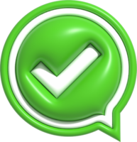 Realistic Correct checkmark symbol. Yes, Right and Approved icon 3D render illustration