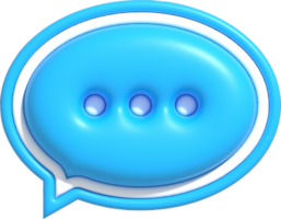 Chat à bulles 3d avec des points à l'intérieur, icône de notification de message, illustration de rendu 3d de chat à bulles png