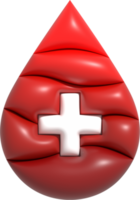 símbolo de gota de sangre, transfusión de sangre, día mundial del donante de sangre. donación de sangre y salvar vidas renderizado 3d png