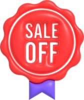 Sale off 3D icon, Special offer discount with the price OFF percentage. Red label for advertising campaign 3D render illustration png