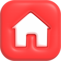 mignon bouton d'accueil 3d. immobilier, hypothèque, icône de concept de prêt rendu 3d png