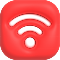 Botón de wi-fi 3d, render 3d de icono de red inalámbrica realista png