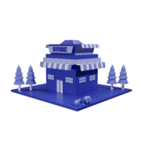 Edifício de loja 3D com fundo transparente, adequado para design de modelo, interface do usuário ou ux e muito mais. png