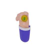 3D Hand holding coin icon on transparent background, suitable for template design, UI or UX and more. png