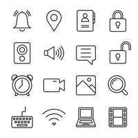 conjunto de iconos esbozados ui ux. elemento de icono de interfaz de usuario de computadora y teléfono inteligente. vector