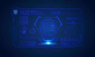 Blue Modern HUD Technology Screen Background with world map vector