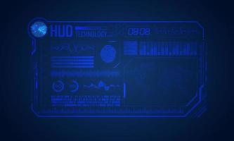 Blue Modern HUD Technology Screen Background with World Map vector