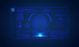 Blue Modern HUD Technology Screen Background with world map vector