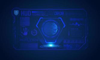 Blue Modern HUD Technology Screen Background with globe vector