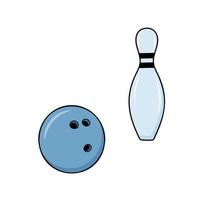 juego de pin de bolos e icono de deporte de pelota. estilo de ilustración plana vectorial aislado sobre fondo blanco. vector