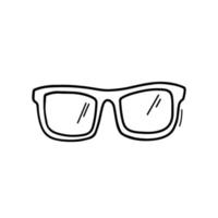 Simple hand drawn line sunglasses. Doodle illustration isolated on white background. Vector glasses. Black and white Icon