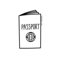 icono de pasaporte de garabato dibujado a mano. ilustración de dibujo vectorial aislado en blanco vector