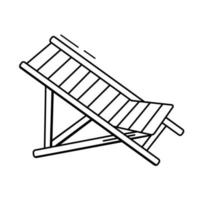 Chaise longue doodle outline icon. Sketch of beach chair. Hand drawn vector illustration isolated on white background.