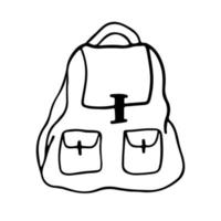 Doodle backpack isolated on white. Vector outline travel, vacation, tourism illustration