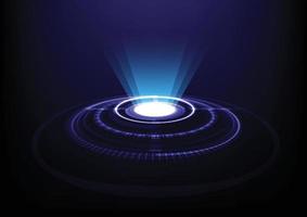 circle ring hologram and beam light technology abstract background vector