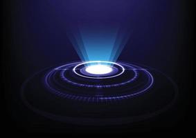 circle ring hologram and beam light technology abstract background vector