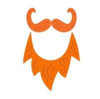 Ginger beard and mustache on white background. Vector doodle cartoon set illustration.