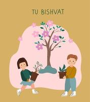 Card Happy Tu Bishvat. New Year for Trees vector