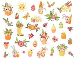 Easter set of hand drawn illustration. White background, isolate. Vector illustration.