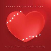 Valentine's day card or banner with red heart shape and empty space for text vector