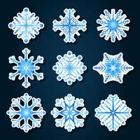 Beautiful Snowflakes Sticker set Collection vector