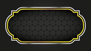black arabic background with shiny gold frame vector