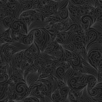 BLACK SEAMLESS VECTOR BACKGROUND WITH COMPLEX CONTOURED FLORAL ORNAMENT