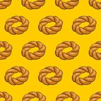 YELLOW SEAMLESS VECTOR BACKGROUND WITH DELICIOUS TURKISH SIMITS