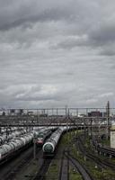 Wagons with goods on railroad photo